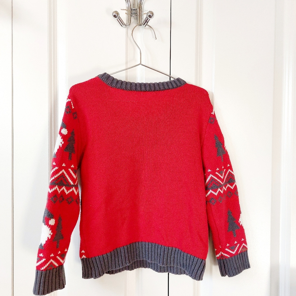 Festive Red & Gray Christmas Gnome Fairisle "Ugly" Sweater size 5T Holiday Time - Picture 3 of 5